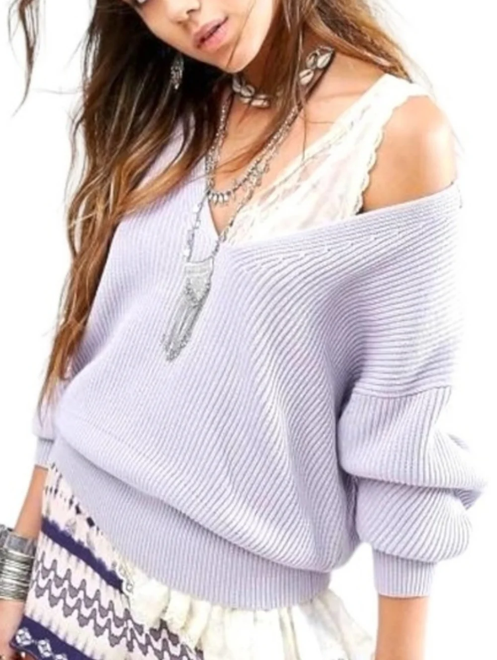 Free People Allure‎ Pullover In Lavender